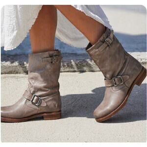 Frye Vintage Veronica Slouch Tan Leather Mid Calf Boots Size 8.5